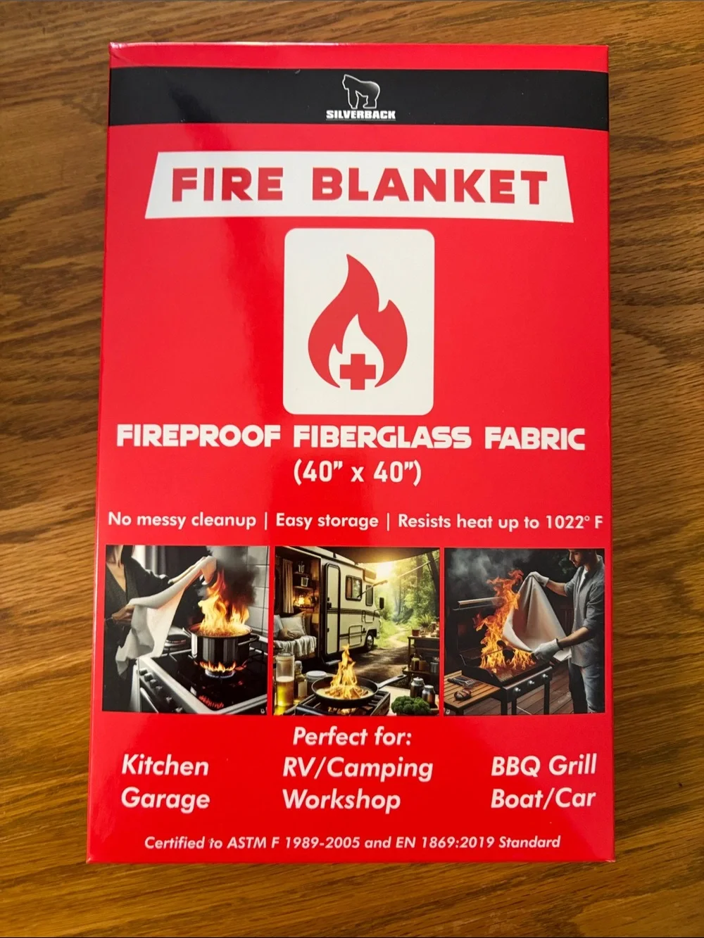 Silver Jeans Red Fire Blanket - Fireproof Fiberglass Safety Cover